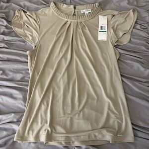 Calvin Klein Women’s Beige Ruffled Sleeve Blouse
